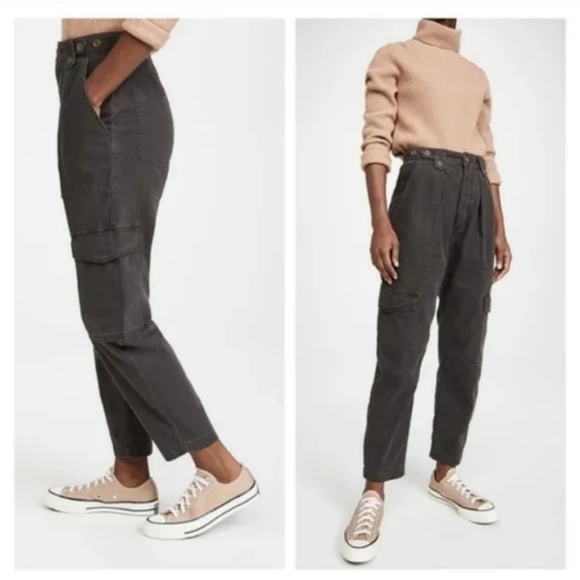 Agolde Mari Oversized Twill Utility Cargo Pants Caramel Brown Carpenter - Picture 6 of 7